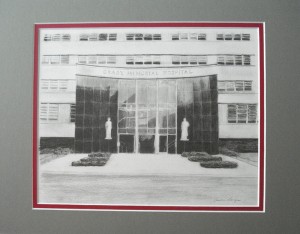 Grady Memorial Hospital 1958 Front Entrance Drawing by Aivars Gangis